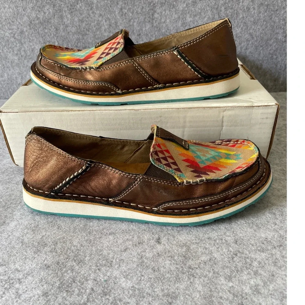 Ariat Cruiser Womens Metallic Bronze Serape Southwestern Slip On Loafers Shoes